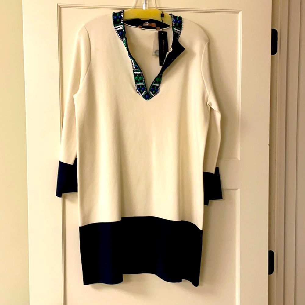 BCBG jeweled knit tunic